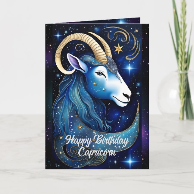 Personalisiert Jewel Galaxy Zodiac Capricorn Karte (Vorderseite)
