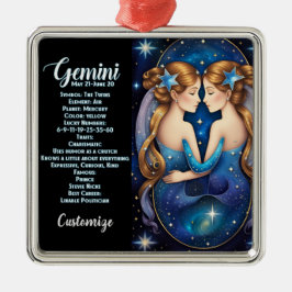 Personalisiert Jewel Galaxy Zodiac Gemini Ornament Aus Metall