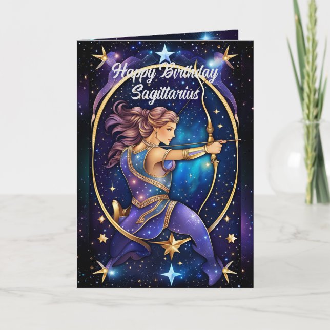 Personalisiert Jewel Galaxy Zodiac Sagittarius Karte (Vorderseite)