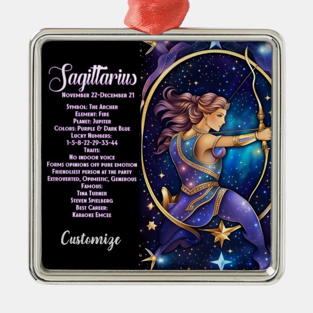 Personalisiert Jewel Galaxy Zodiac Sagittarius Ornament Aus Metall (Vorne)