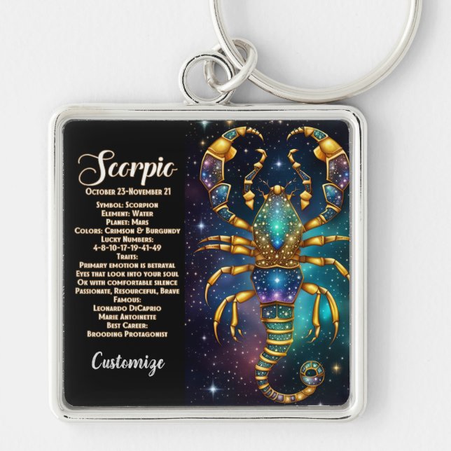Personalisiert Jewel Galaxy Zodiac Scorpio Schlüsselanhänger (Vorne)