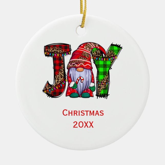 Personalisiert Joy Gnomes Frohe Weihnachten Keramik Ornament (Vorne)