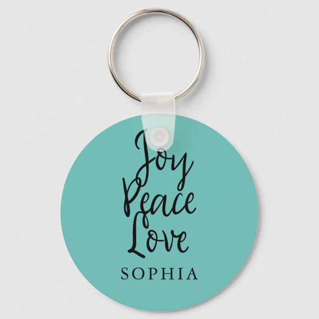 Personalisiert Joy Peace Liebe Inspiration Zitat Schlüsselanhänger (Vorderseite)