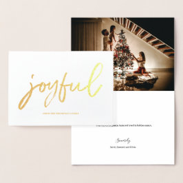Personalisiert Joyful Script Family Foto Weihnacht Folienkarte
