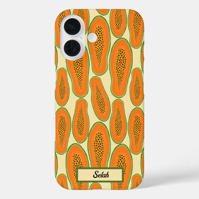 Personalisiert Juicy Papaya iPhone 16 Hülle (Rückseite)