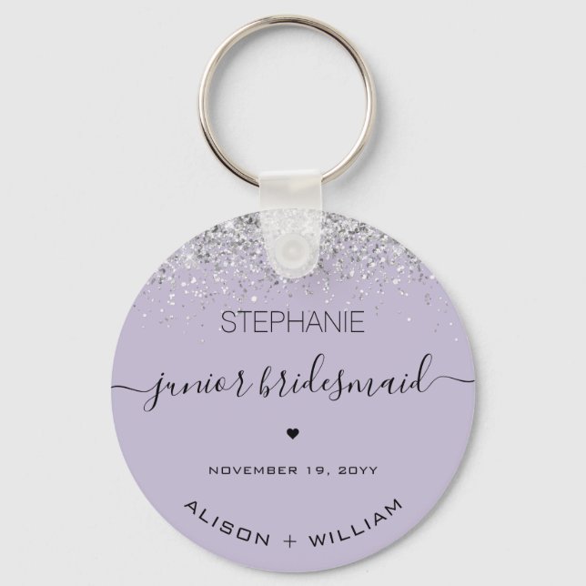 Personalisiert Junior Bridesmaid Glitzer Confetti Schlüsselanhänger (Vorderseite)
