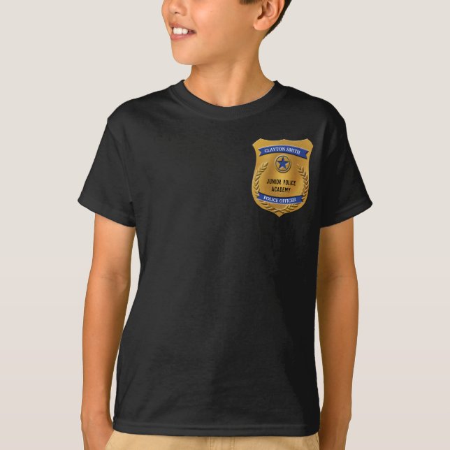 Personalisiert Junior Police Officer Abzeichen Shi T-Shirt (Vorderseite)