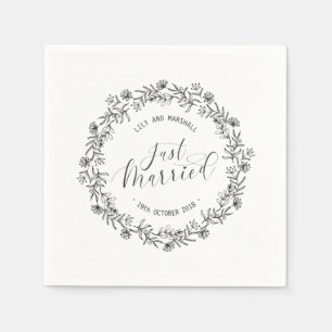 Personalisiert Just Married Floral Serviette