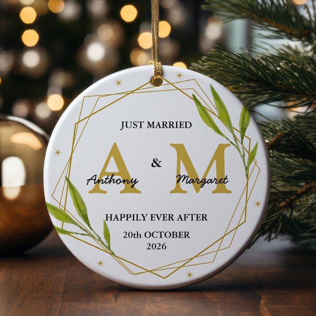Personalisiert Just Married Gift Mr. & Mrs. Weddin Keramik Ornament (Von Creator hochgeladen)