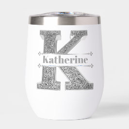 Personalisiert K Initial Silver Monogram Ihr Name