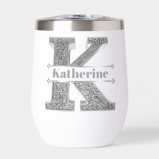 Personalisiert K Initial Silver Monogram Ihr Name