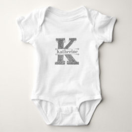 Personalisiert K Initial Silver Monogram Ihr Name Baby Strampler
