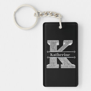 Personalisiert K Initial Silver Monogram Ihr Name Schlüsselanhänger