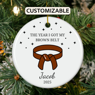 Personalisiert Karate Brown Belt, Taekwondo Outfit Keramik Ornament