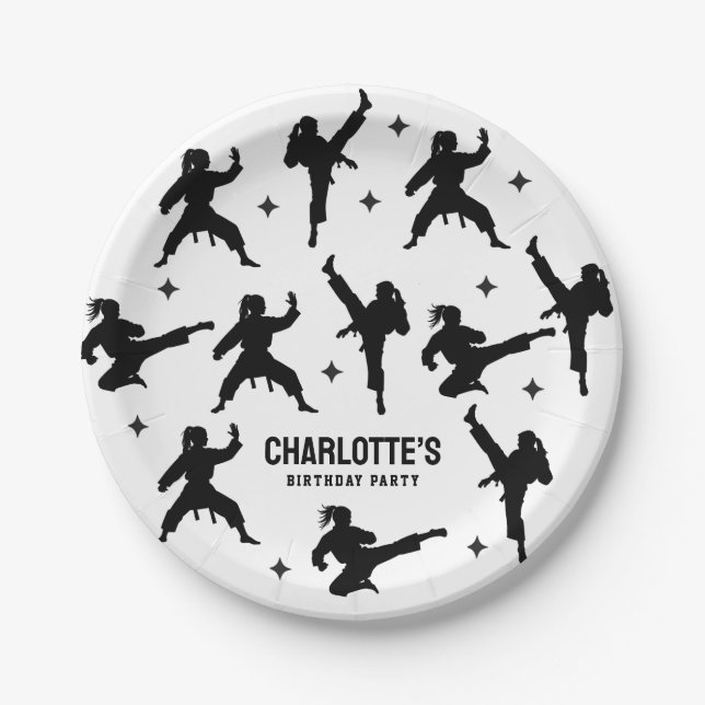 Personalisiert Karate / Taekwondo / Judo Geburtsta Pappteller (Vorderseite)