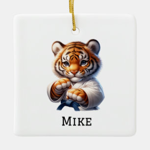 Personalisiert Karateka/Karate Weihnachten Keramikornament