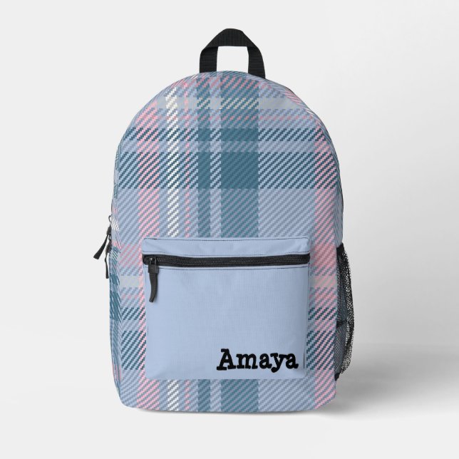Personalisiert Kariert Bedruckter Rucksack (Vorderseite)