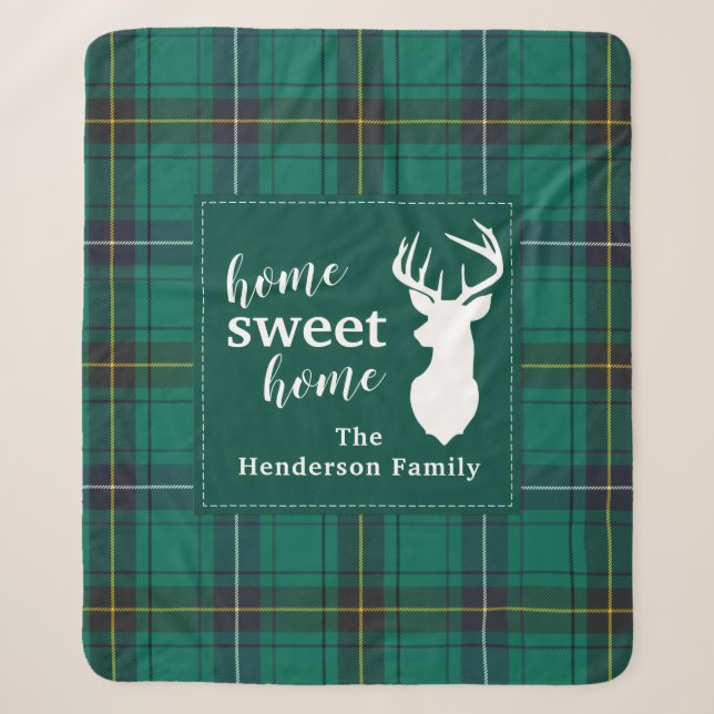 Personalisiert Kariert Holiday Tartan Clan Henders Sherpadecke (Vorderseite)