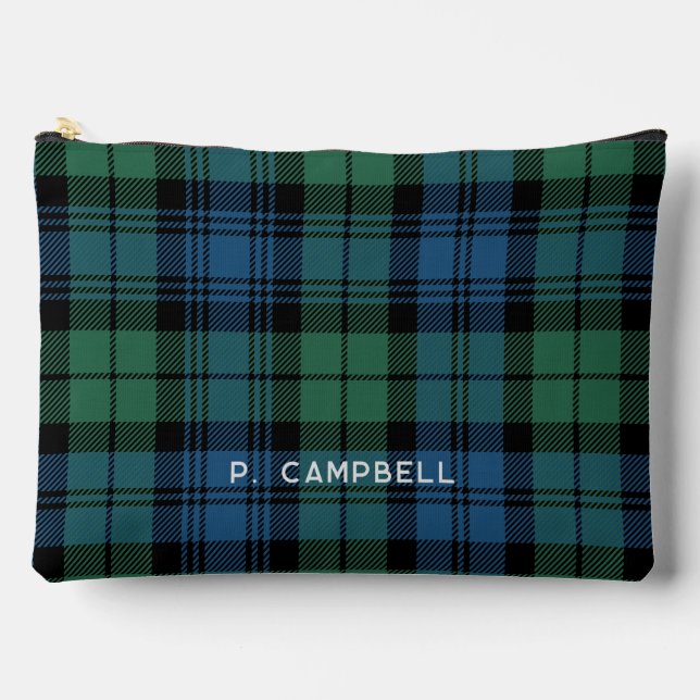 Personalisiert Karierter Campbell Green Blue Tarta Zubehörtasche (Vorderseite)