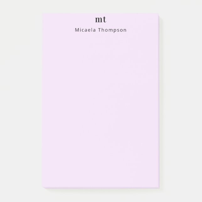 Personalisiert kaum rosa + Initialen Post-it Klebezettel (Vorderseite)