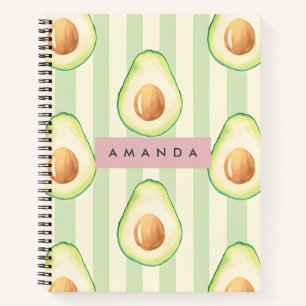 Personalisiert Kawaii Avocado Pattern Notizbuch