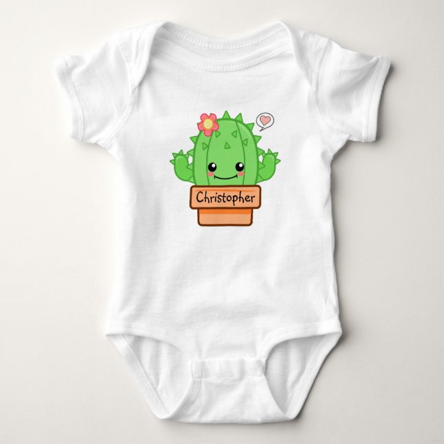 Personalisiert Kawaii Cactus Baby Strampler (Vorderseite)