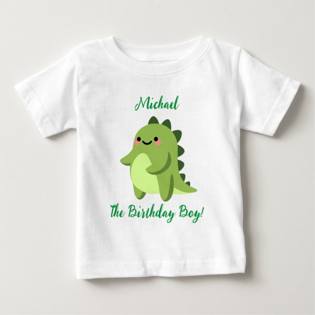 Personalisiert Kawaii Dinosaur Baby T - Shirt (Vorderseite)