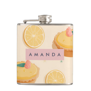Personalisiert Kawaii Lemon Tart Pattern Flachmann