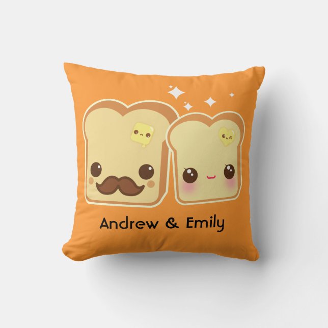 Personalisiert - Kawaii niedliche Toastpaare Kissen (Vorderseite)