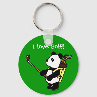 Personalisiert Kawaii Panda Golfer Schlüsselanhänger
