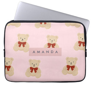 Personalisiert Kawaii Teddy Bear Pattern Laptopschutzhülle