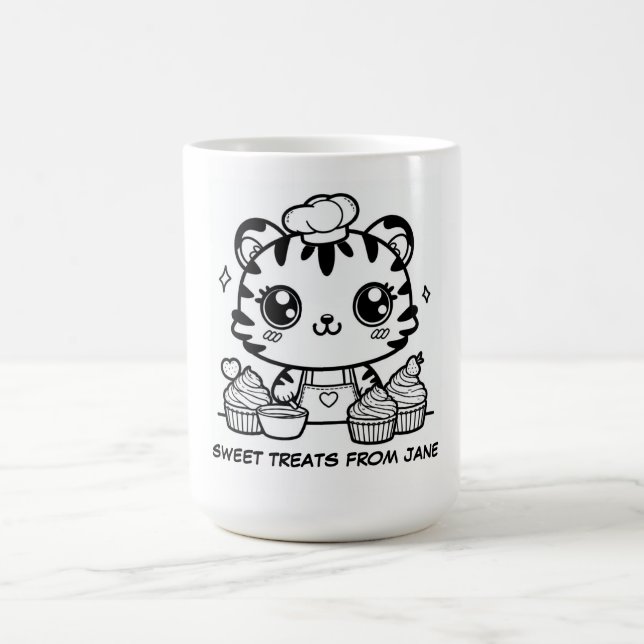 Personalisiert Kawaii Tiger Baker Tasse | Niedlich (Mittel)