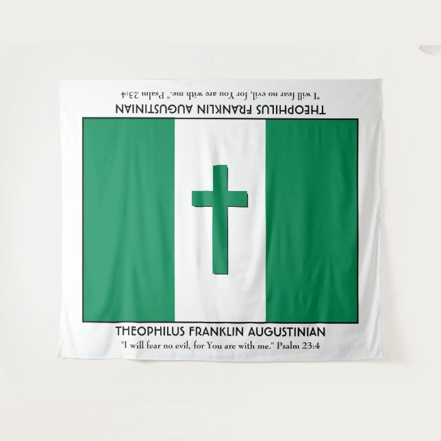Personalisiert Keepake | NIGERIA FLAG mit Kreuz Wandteppich (Vorderseite (Horizontal))