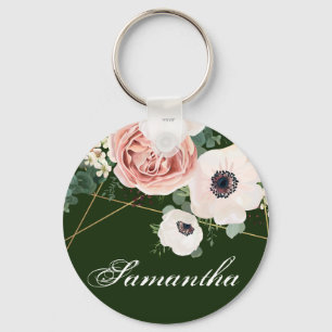 Personalisiert Key Chain Geometric Garden Rose Hun Schlüsselanhänger