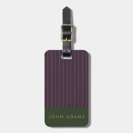 Personalisiert Khaki Lila Gold Stripe Manly Gepäckanhänger