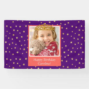 Personalisiert Kid Foto Happy Birthday Gold Crown Banner