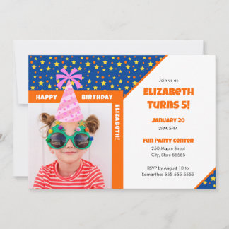 Personalisiert Kid Foto Happy Birthday Pink Hat v2 Einladung