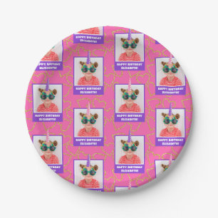 Personalisiert Kid Foto Happy Birthday Unicorn Pappteller