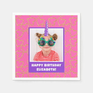 Personalisiert Kid Foto Happy Birthday Unicorn Serviette