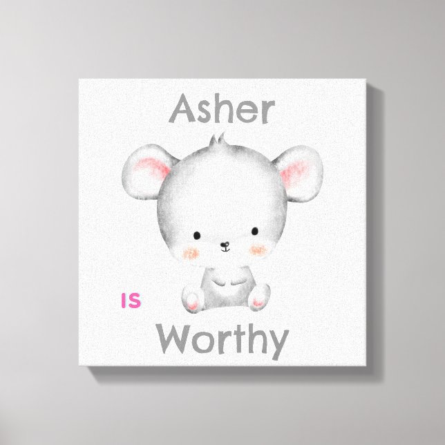 Personalisiert Kids Affirmation Deko | Graumäuse (Vorderseite)