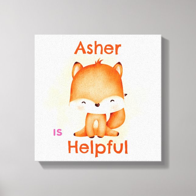 Personalisiert Kids Affirmation Deko | Orange Fox (Vorderseite)