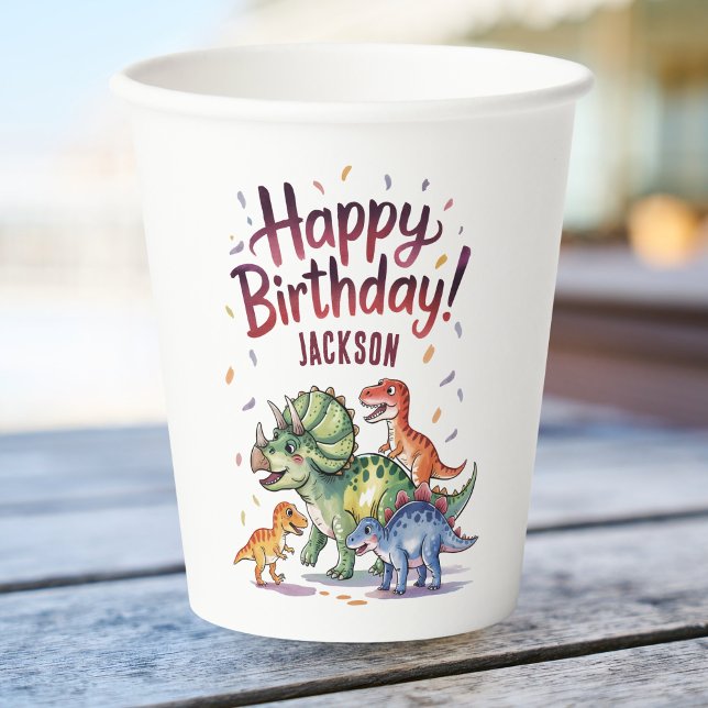 Personalisiert Kids Dinosaurier Geburtstag Pappbecher (Von Creator hochgeladen)