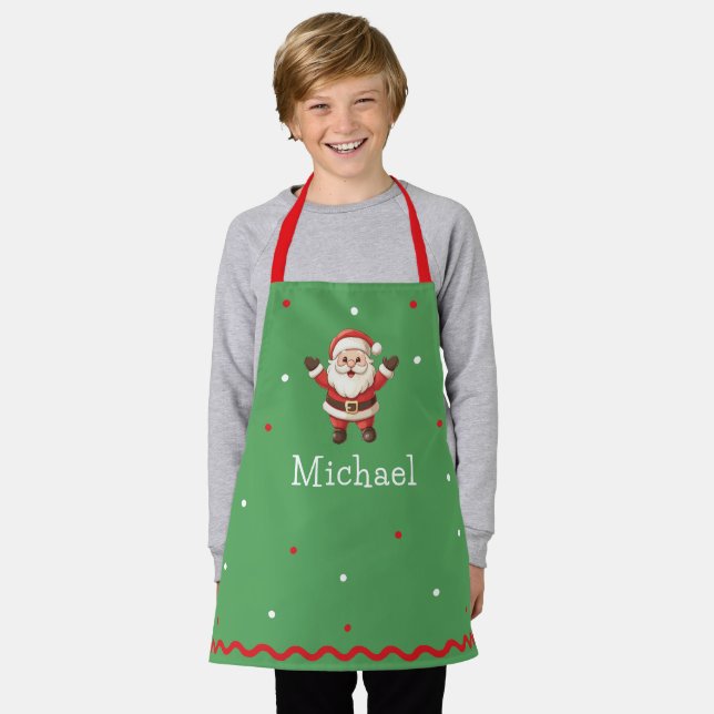 Personalisiert Kids Festliches Weihnachtsgebäck Schürze (Getragen)