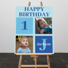 Personalisiert Kids Foto Niedlich Blue Birthday Pa