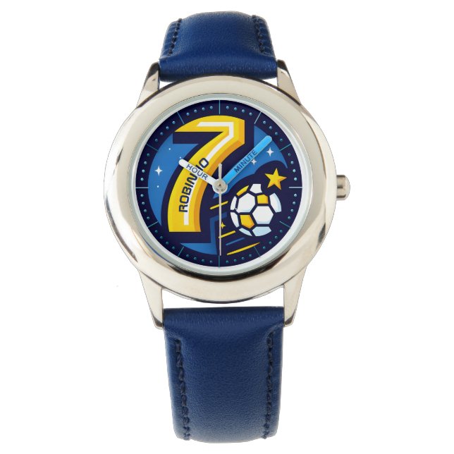 Personalisiert Kids-Fußballuhr, Nummer 7 Armbanduhr (Vorderseite)