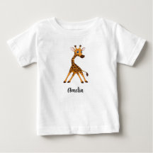 Personalisiert Kids Giraffe Girls Baby T - Shirt