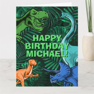 Personalisiert Kids Jurassic Dino Dinosaur Geburts Karte