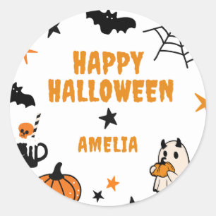Personalisiert Kids Niedlich Happy Halloween Gastg Runder Aufkleber