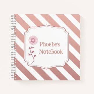Personalisiert Kids Notebook mit Rose Gold Streife Notizbuch