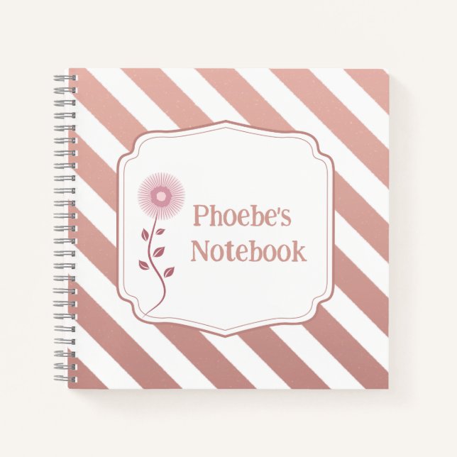 Personalisiert Kids Notebook mit Rose Gold Streife Notizbuch (Vorderseite)